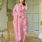 Cotton Straight Printed Keyhole Neck Kurta with Pant & Dupatta