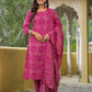 Cotton Straight Printed Round Neck Kurta with Pant & Dupatta
