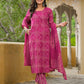 Cotton Straight Printed Round Neck Kurta with Pant & Dupatta