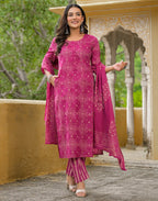 Viscose Rayon Printed Straight 3 Piece Kurta Set