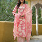 Cotton Straight Printed V-Neck Kurta with Pant & Dupatta