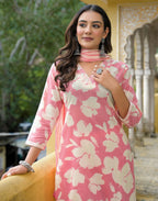 Viscose Rayon Printed Straight 3 Piece Kurta Set