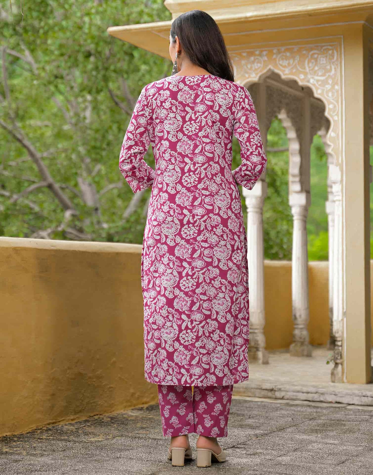 Cotton Straight Printed Round Neck Kurta with Pant & Dupatta