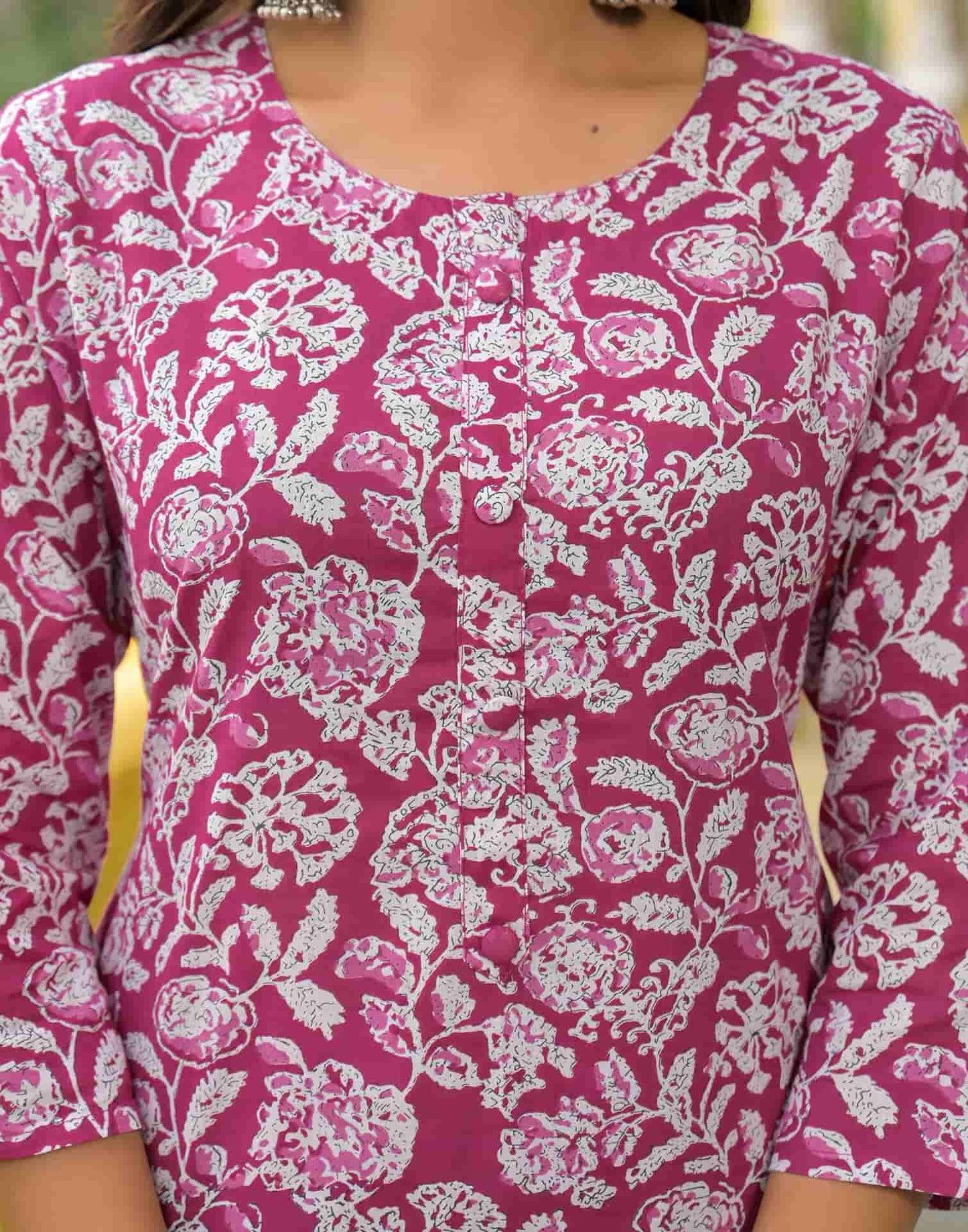 Cotton Straight Printed Round Neck Kurta with Pant & Dupatta