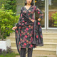 Cotton Straight Printed V-Neck Kurta with Pant & Dupatta
