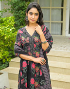 Viscose Rayon Floral Print Straight 3 Piece Kurta Set