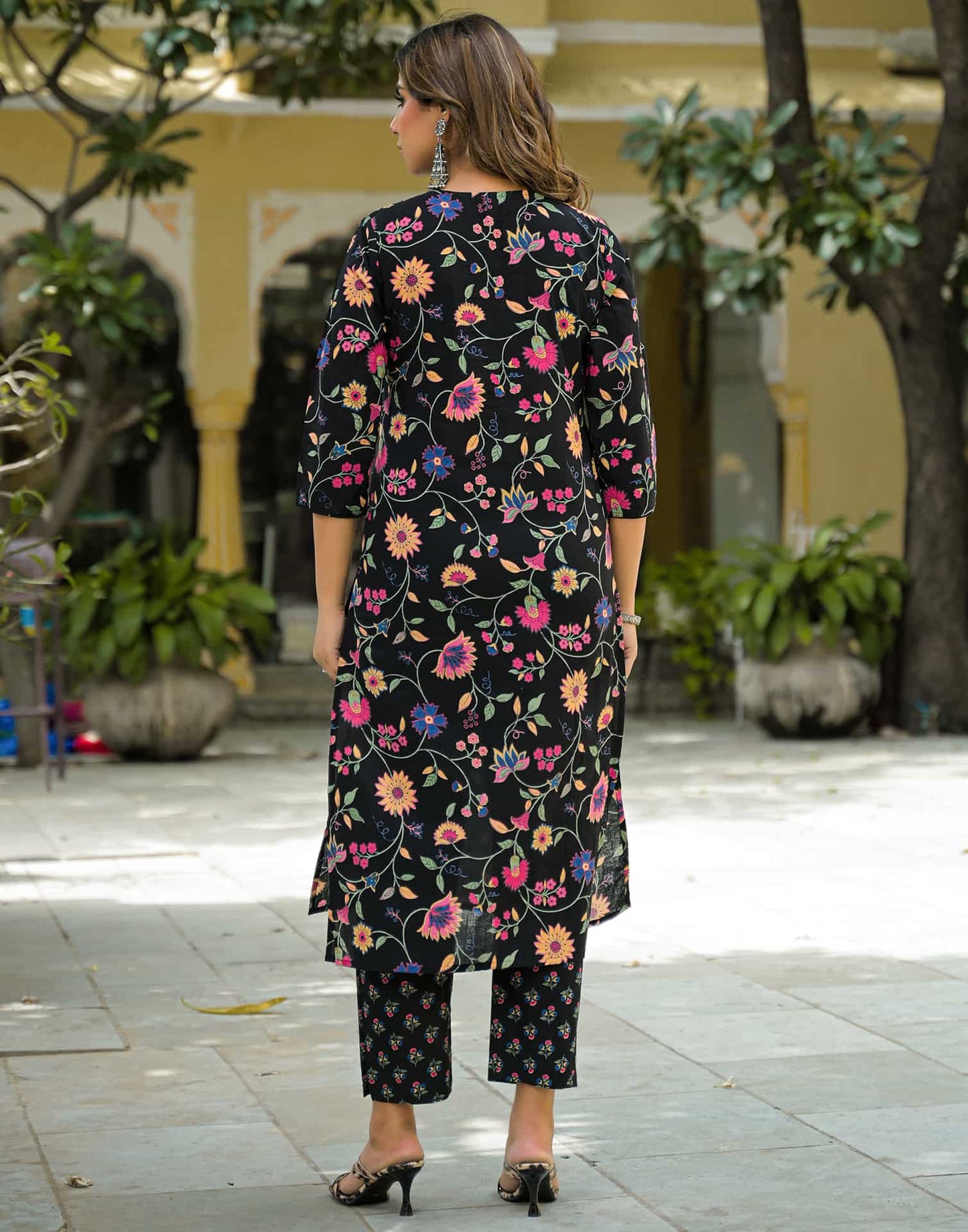 Cotton Straight Printed Round Neck Kurta with Pant & Dupatta