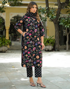 Viscose Rayon Floral Print Straight 3 Piece Kurta Set