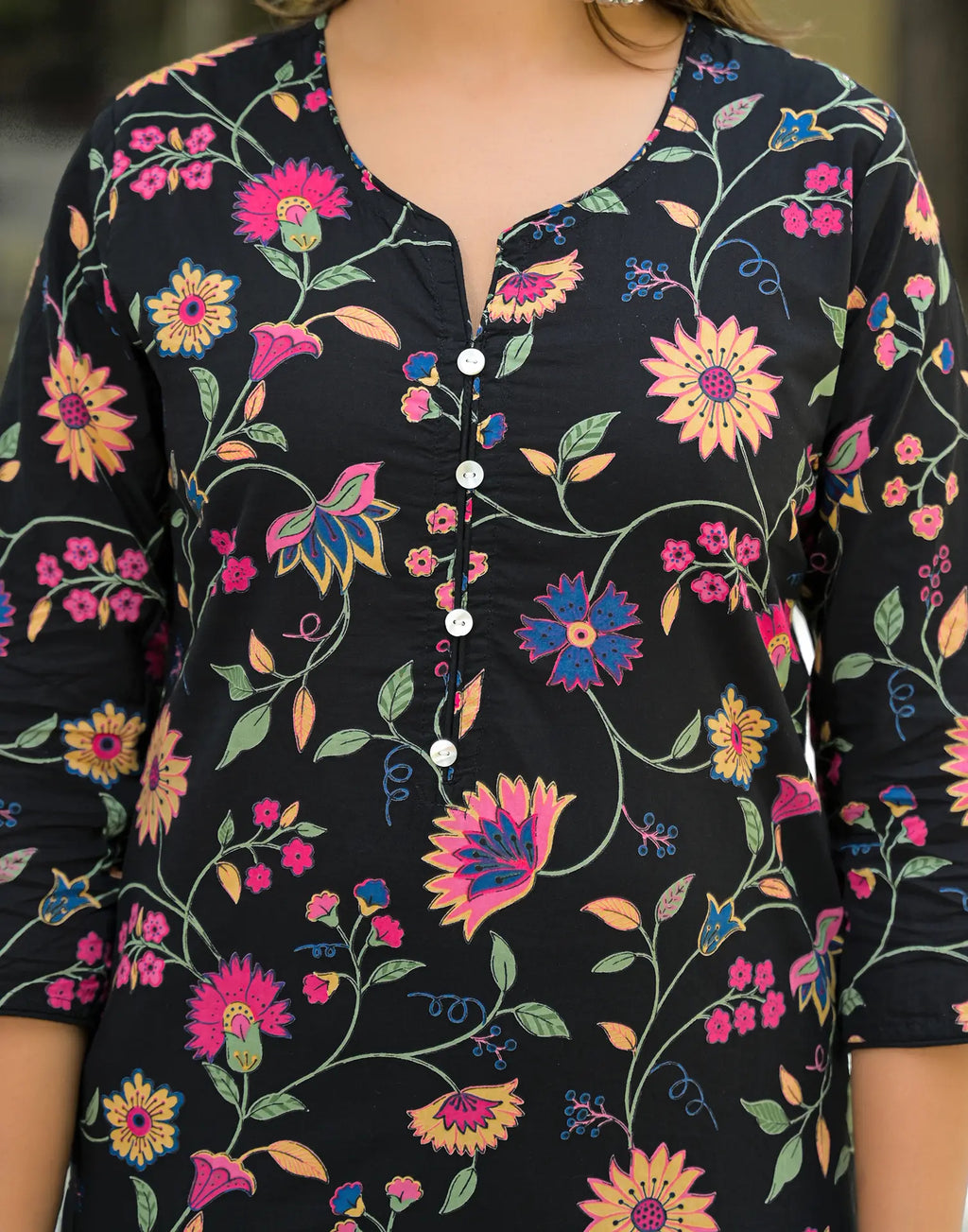 Viscose Rayon Floral Print Straight 3 Piece Kurta Set