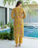 Pure Cotton Floral Print Straight 3 Piece Kurta Set