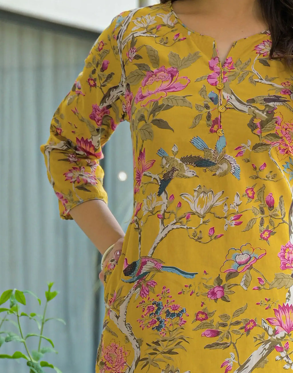 Pure Cotton Floral Print Straight 3 Piece Kurta Set