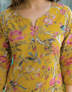 Pure Cotton Floral Print Straight 3 Piece Kurta Set