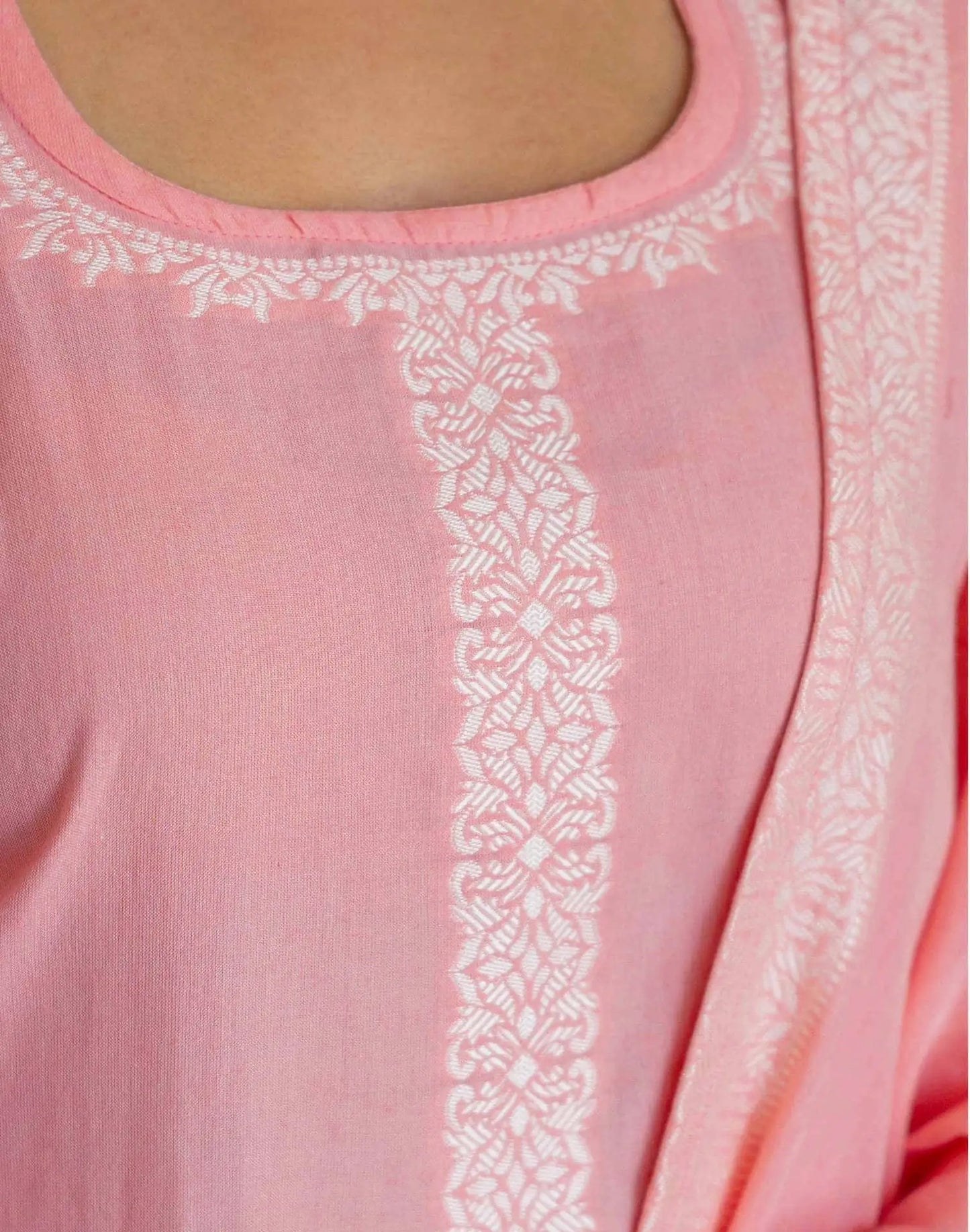 Cotton Weaving Straight Kurta with Pant & Dupatta