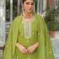 Silk Embroidered Straight Round Neck Kurta with Pant & Dupatta