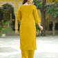 Silk Blend Straight Embroidery Round Neck Kurta with Pant & Dupatta
