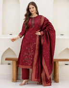 Silk Blend Woven Straight 3 Piece Kurta Set