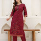 Silk Blend Straight Woven Design Round Neck Kurta with Pant & Dupatta