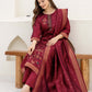 Silk Blend Straight Woven Design Round Neck Kurta with Pant & Dupatta