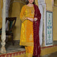Velvet Straight Embroidery Round Neck Kurta with Pant & Dupatta