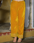 Velvet Embroidered Straight 3 Piece Kurta Set