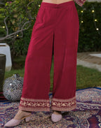Velvet Embroidered Straight 3 Piece Kurta Set