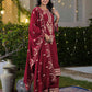 Velvet Straight Embroidered V-Neck Kurta with Pant & Dupatta