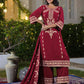 Velvet Straight Embroidered V-Neck Kurta with Pant & Dupatta