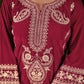 Velvet Straight Embroidered V-Neck Kurta with Pant & Dupatta