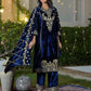 Velvet Straight Embroidered V-Neck Kurta with Pant & Dupatta