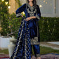 Velvet Straight Embroidered V-Neck Kurta with Pant & Dupatta