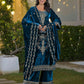 Velvet Straight Embroidered Round Neck Kurta with Pant & Dupatta
