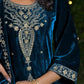 Velvet Straight Embroidered Round Neck Kurta with Pant & Dupatta
