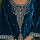 Velvet Straight Embroidered Round Neck Kurta with Pant & Dupatta