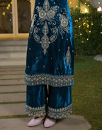 Velvet Embroidered Straight 3 Piece Kurta Set