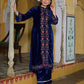 Velvet Straight Embroidered Boat Neck Kurta with Pant & Dupatta