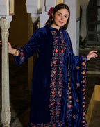 Velvet Embroidered Straight 3 Piece Kurta Set