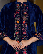 Velvet Embroidered Straight 3 Piece Kurta Set
