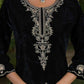 Velvet Straight Embroidered Round Neck Kurta with Pant & Dupatta