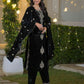 Velvet Straight Embroidered Round Neck Kurta with Pant & Dupatta