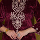 Velvet Straight Embroidery V-Neck Kurta with Pant & Dupatta