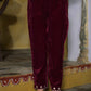 Velvet Straight Embroidery V-Neck Kurta with Pant & Dupatta