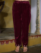 Velvet Embroidered Straight 3 Piece Kurta Set