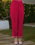 Velvet Embroidered Straight 3 Piece Kurta Set