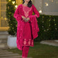 Velvet Straight Embroidered V-Neck Kurta with Pant & Dupatta