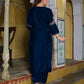 Velvet Straight Embroidery V-Neck Kurta with Pant & Dupatta