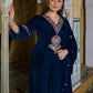 Velvet Straight Embroidery V-Neck Kurta with Pant & Dupatta