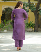 Skylee Silk Embroidered Straight 3 Piece Kurta Set For Woman
