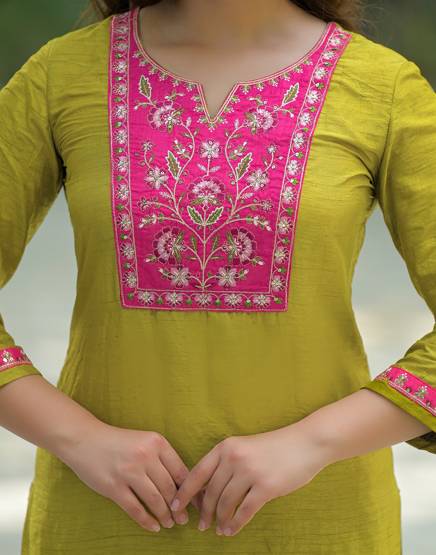 Skylee Silk Embroidered Straight 3 Piece Kurta Set For Woman