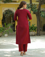 Skylee Silk Embroidered Straight 3 Piece Kurta Set For Woman