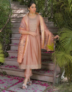 Poly Chinnon Embroidered Anarkali 3 Piece Kurta Set